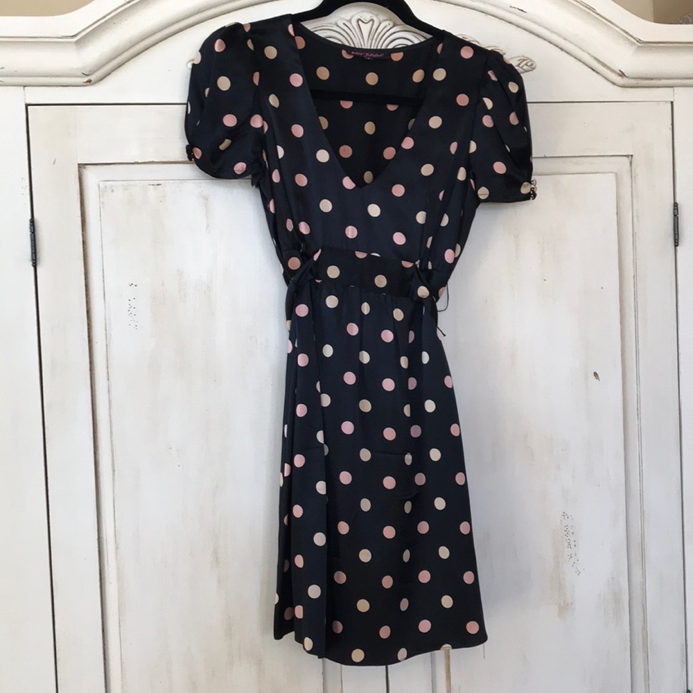 Adorable pink and cream polka dot dress